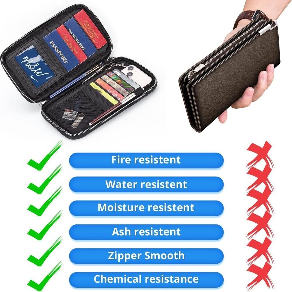 Fireproof RFID Blocking Passport Holder Wallet, Family Multiple Passport Holder - Picture 5 of 9